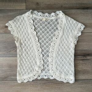 Vintage Old Navy Cream Open Knit Cardigan Shrug Cottagecore Granny Chic